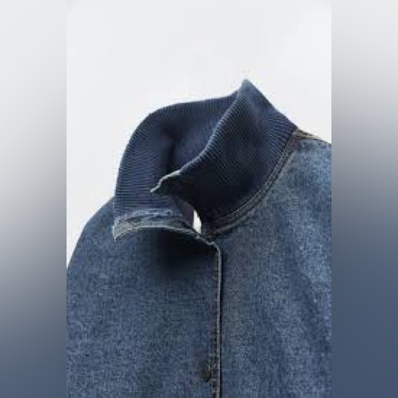 Zara Denim Blue Bomber Jacket 1213/050/050 - Picture 4 of 5